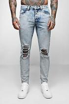 Boohoo Skinny Fit Acid Wash Jeans With Ripped Knee