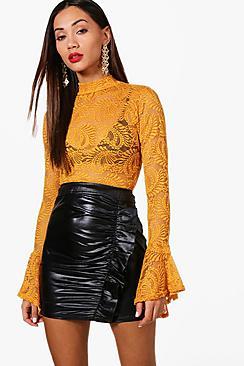 Boohoo Petite Sarah Lace Open Long Sleeve Top