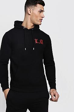 Boohoo La Print Slogan Over The Head Regular Hoodie