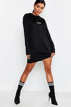 Boohoo Too Close Long Sleeve Slim Sweat Dress