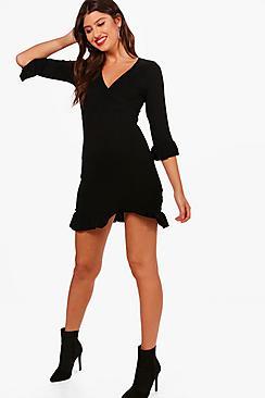 Boohoo Ruffle Detail Jersey Tea Dress