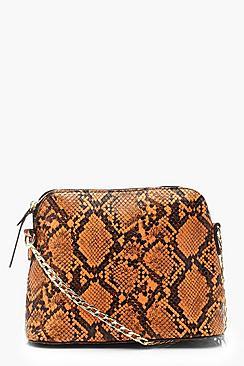 Boohoo Faux Snake Ziparound Cross Body