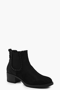 Boohoo Mae Mixed Material Chunky Chelsea Boots