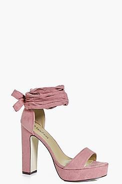 Boohoo Amber Suedette Wrap Strap Platform Heels