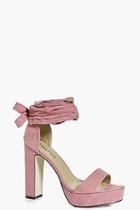 Boohoo Amber Suedette Wrap Strap Platform Heels
