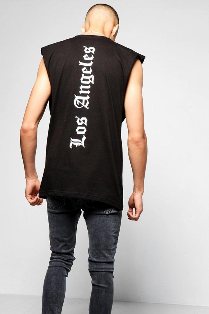 Boohoo 'la' Longline Sleeveless T-shirt Black