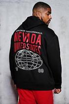 Boohoo Big And Tall Drop Shoulder Chest And Back Print Hoodie