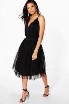 Boohoo Boutique Marin Grid Tulle Full Midi Skirt Black