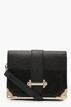 Boohoo Metal Trim & Bar Snake Block Cross Body