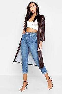 Boohoo Satin Stripe Kimono
