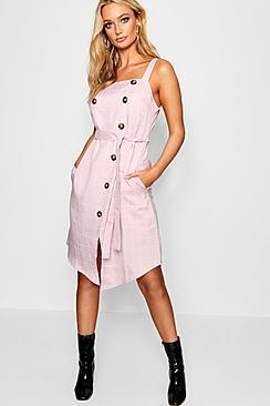 Boohoo Double Breasted Check Midi Dress