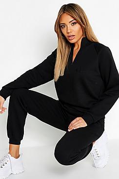 Boohoo Woman Slogan Zip Detail Sweat
