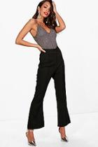 Boohoo Lucy Woven Pintuck Detail Slim Flare Trouser