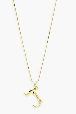 Boohoo Hammered Effect J Initial Pendant