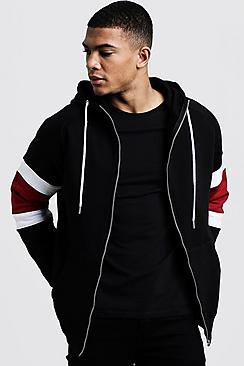 Boohoo Colour Block Sleeve Detail Zip Through Hoodie