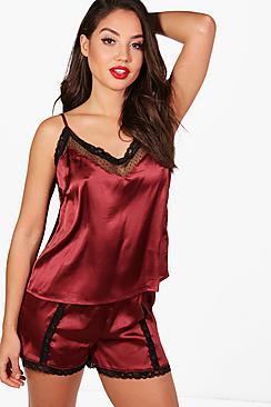 Boohoo Suzie Spot Mesh & Lace Cami & Short Set