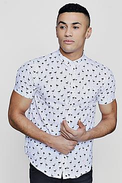 Boohoo Short Sleeve Flamingo Print Shirt