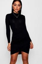 Boohoo Ria Ruched Detail High Neck Bodycon Dress