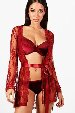 Boohoo Louise Eyelash Lace Robe