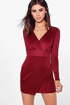Boohoo Petite Lucy Wrap Mini Dress