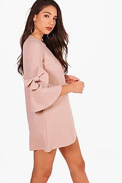 Boohoo Bow Sleeve Detail Formal Shift Dress