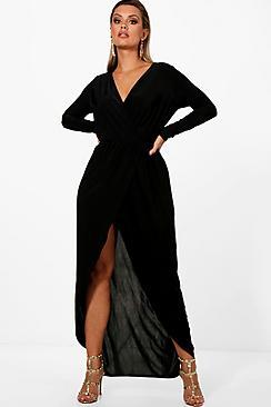 Boohoo Plus Laura Slinky Wrap Maxi Dress