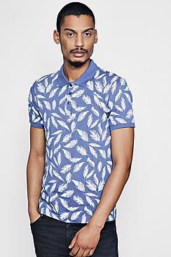 Boohoo Leaf Print Polo