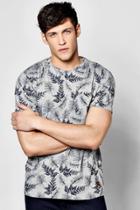 Boohoo All Over Leaf Print T Shirt Grey