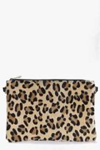 Boohoo Heidi Faux Leopard Pony Clutch Bag Leopard