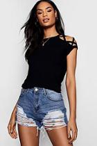 Boohoo Strappy Shoulder Detail T-shirt