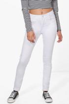 Boohoo Laura Mid Rise Skinny Jeans White