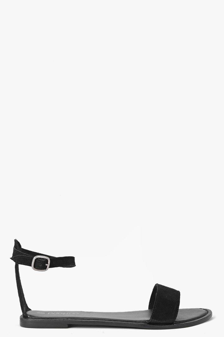Boohoo Boutique Isla 2 Part Suede Sandal Black