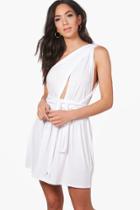 Boohoo Megan Jersey Multiway Beach Dress White