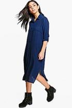 Boohoo Quinn Button Through Split Side Shirt Dress