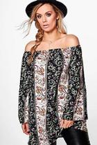 Boohoo Plus Imogen Western Off The Shoulder Top