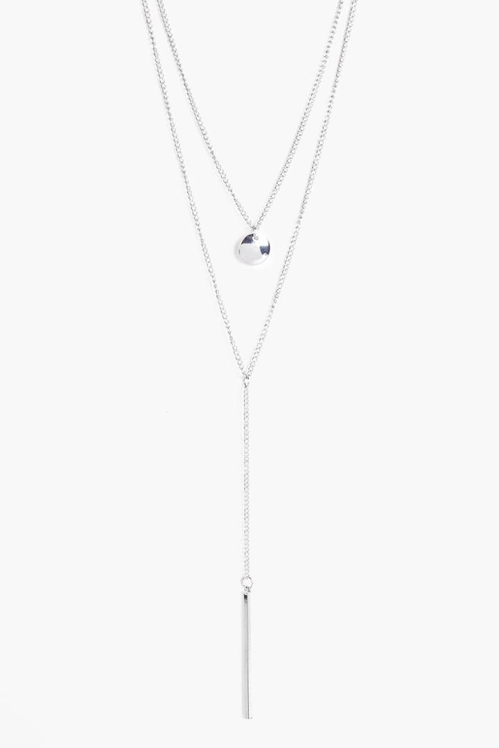 Boohoo Faye Layered Plunge Necklace Silver