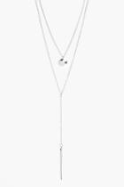 Boohoo Faye Layered Plunge Necklace Silver