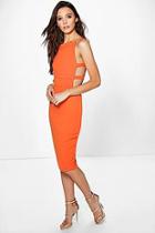 Boohoo Alexis Square Neck Strap Waist Midi Dress