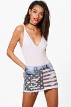 Boohoo Maya Stars And Stripes Denim Skirt Blue
