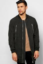 Boohoo Smart Woven Zipped Longline Bomber Jacket Black