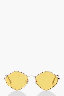 Boohoo Katie Yellow Lens Vintage Look Sunglasses