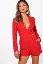 Boohoo Military Button Tuxedo Playsuit