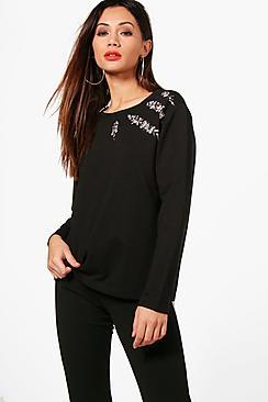 Boohoo Petite Shannon Embellished Sweat Dress