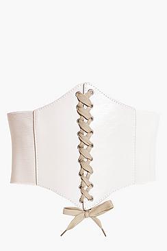 Boohoo Tilly Nude Lace Up Corset Belt