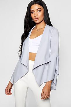 Boohoo Frill Sleeve Lapel Blazer