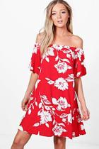Boohoo Kate Off One Shoulder Floral Shift Dress