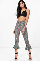 Boohoo Gabriela Gingham Floral Skinny Trousers
