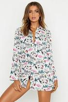 Boohoo Holiday Print Beach Shirt