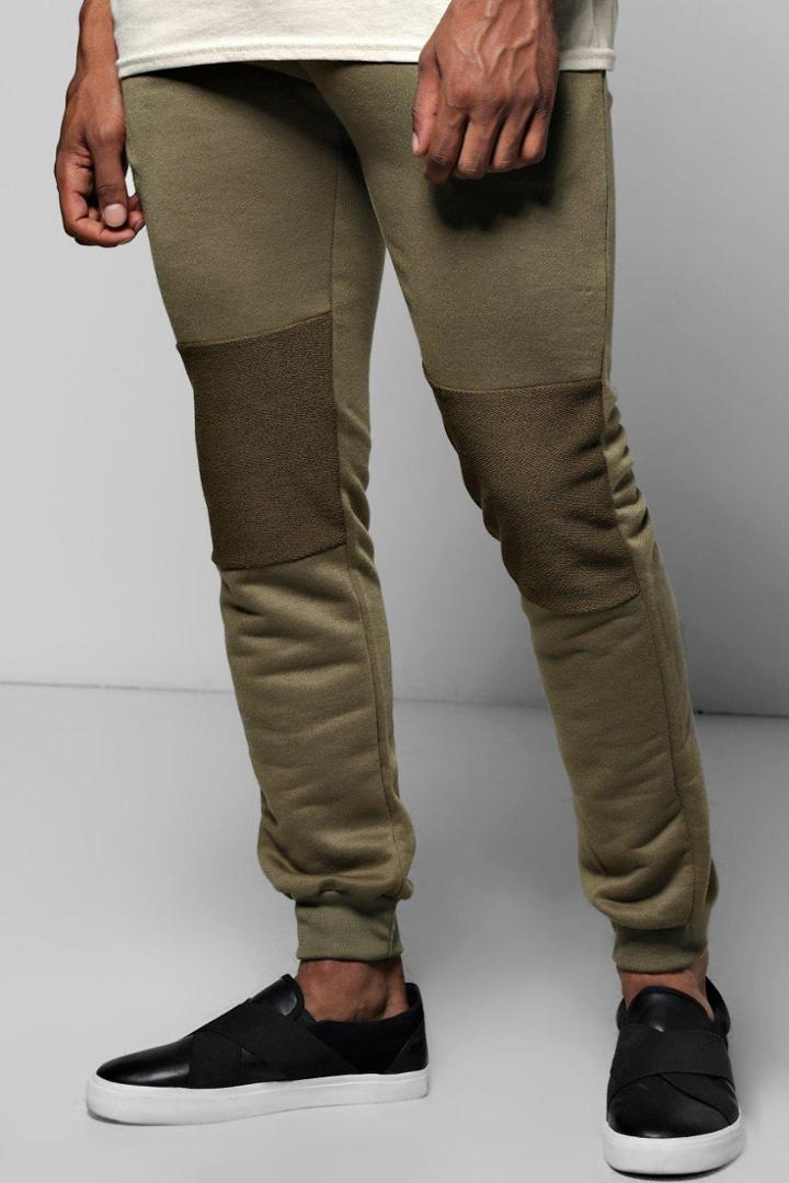 Boohoo Skinny Fit Reverse Loop Back Biker Joggers Khaki