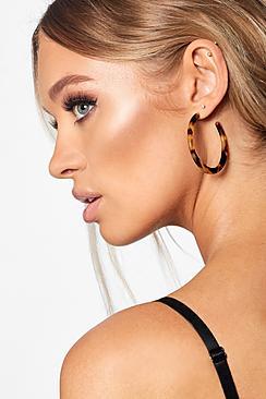 Boohoo 50mm Tortoiseshell Hoop Earrings